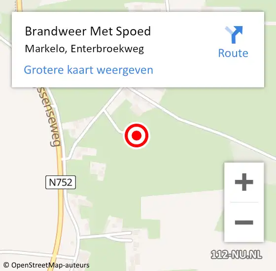 Locatie op kaart van de 112 melding: Brandweer Met Spoed Naar Markelo, Enterbroekweg op 12 maart 2022 22:24