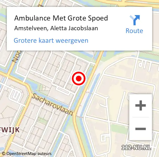 Locatie op kaart van de 112 melding: Ambulance Met Grote Spoed Naar Amstelveen, Aletta Jacobslaan op 12 maart 2022 22:53