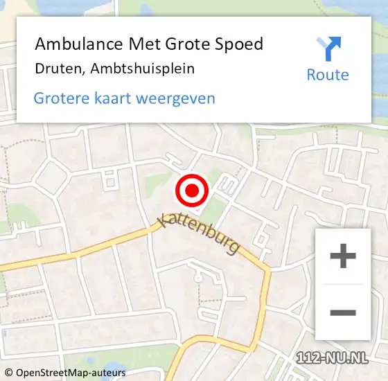 Locatie op kaart van de 112 melding: Ambulance Met Grote Spoed Naar Druten, Ambtshuisplein op 12 maart 2022 22:56