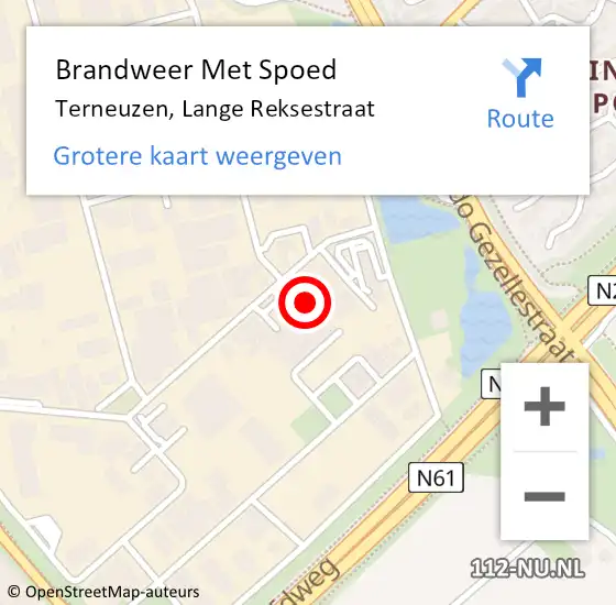 Locatie op kaart van de 112 melding: Brandweer Met Spoed Naar Terneuzen, Lange Reksestraat op 12 maart 2022 23:14