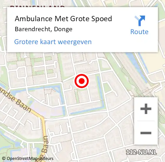 Locatie op kaart van de 112 melding: Ambulance Met Grote Spoed Naar Barendrecht, Donge op 12 maart 2022 23:19