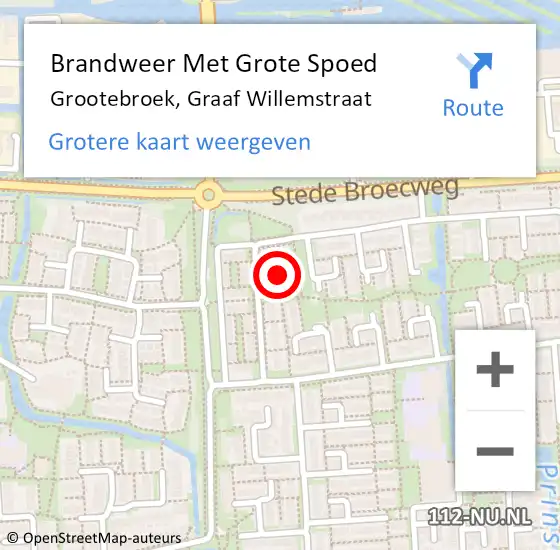 Locatie op kaart van de 112 melding: Brandweer Met Grote Spoed Naar Grootebroek, Graaf Willemstraat op 12 maart 2022 23:35