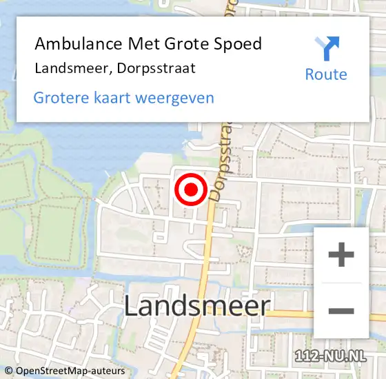 Locatie op kaart van de 112 melding: Ambulance Met Grote Spoed Naar Landsmeer, Dorpsstraat op 13 maart 2022 00:24