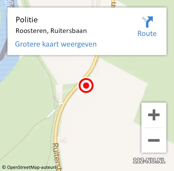 Locatie op kaart van de 112 melding: Politie Roosteren, Ruitersbaan op 13 maart 2022 00:44