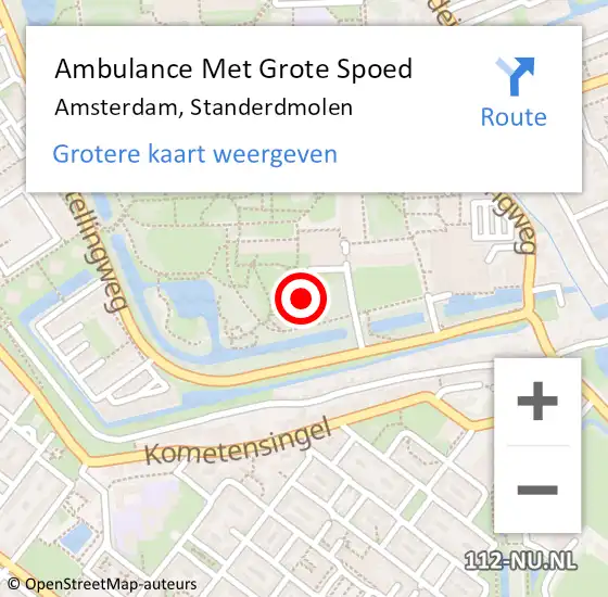 Locatie op kaart van de 112 melding: Ambulance Met Grote Spoed Naar Amsterdam, Standerdmolen op 13 maart 2022 01:49