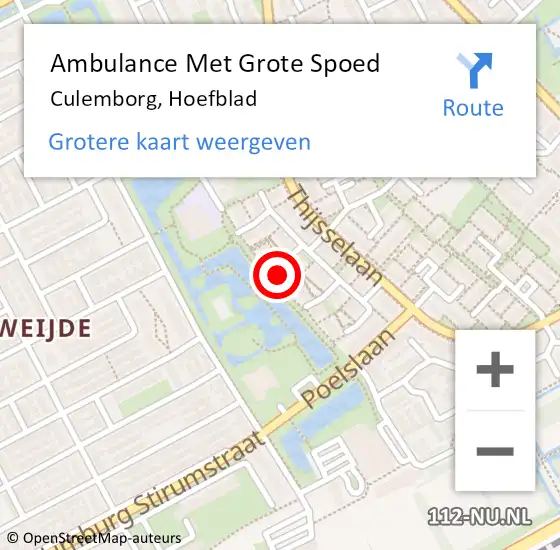 Locatie op kaart van de 112 melding: Ambulance Met Grote Spoed Naar Culemborg, Hoefblad op 13 maart 2022 02:12