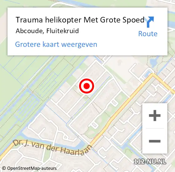 Locatie op kaart van de 112 melding: Trauma helikopter Met Grote Spoed Naar Abcoude, Fluitekruid op 13 maart 2022 02:37