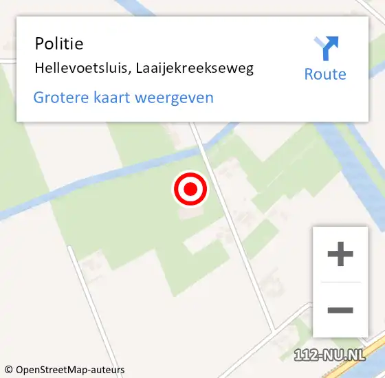 Locatie op kaart van de 112 melding: Politie Hellevoetsluis, Laaijekreekseweg op 13 maart 2022 02:47
