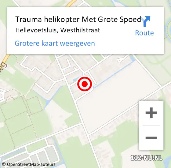 Locatie op kaart van de 112 melding: Trauma helikopter Met Grote Spoed Naar Hellevoetsluis, Westhilstraat op 13 maart 2022 02:54