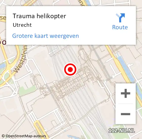 Locatie op kaart van de 112 melding: Trauma helikopter Utrecht op 13 maart 2022 02:56