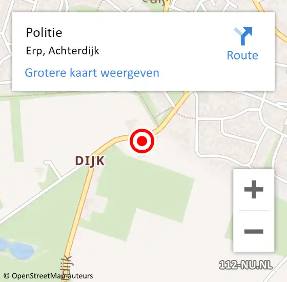 Locatie op kaart van de 112 melding: Politie Erp, Achterdijk op 13 maart 2022 04:03