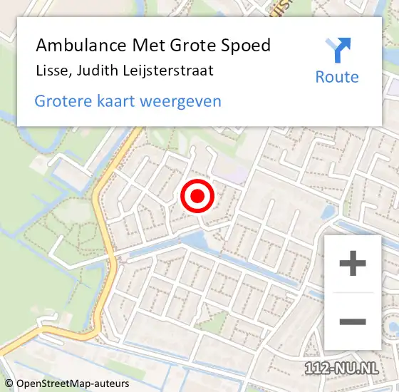 Locatie op kaart van de 112 melding: Ambulance Met Grote Spoed Naar Lisse, Judith Leijsterstraat op 13 maart 2022 04:04