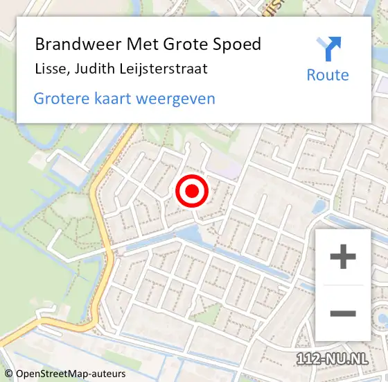 Locatie op kaart van de 112 melding: Brandweer Met Grote Spoed Naar Lisse, Judith Leijsterstraat op 13 maart 2022 04:22