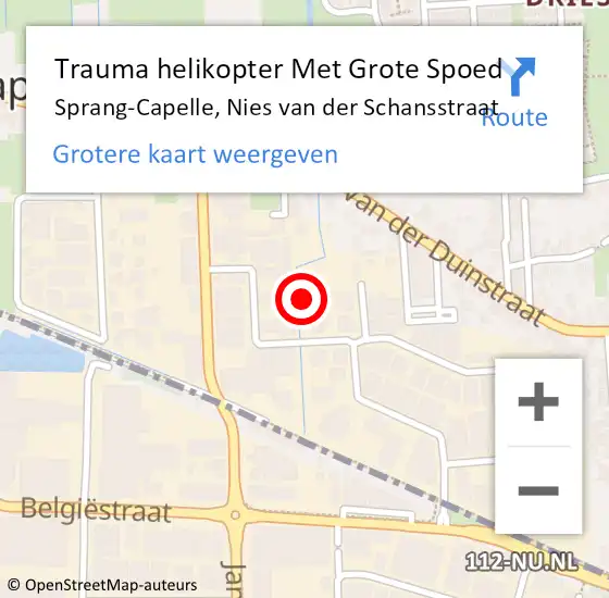Locatie op kaart van de 112 melding: Trauma helikopter Met Grote Spoed Naar Sprang-Capelle, Nies van der Schansstraat op 13 maart 2022 04:24