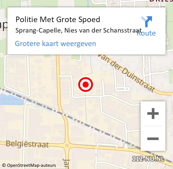 Locatie op kaart van de 112 melding: Politie Met Grote Spoed Naar Sprang-Capelle, Nies van der Schansstraat op 13 maart 2022 04:28