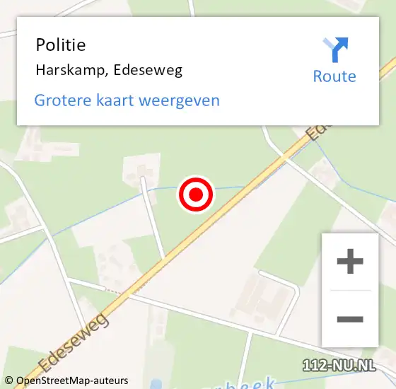 Locatie op kaart van de 112 melding: Politie Harskamp, Edeseweg op 13 maart 2022 05:13