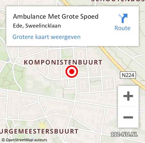 Locatie op kaart van de 112 melding: Ambulance Met Grote Spoed Naar Ede, Sweelincklaan op 13 maart 2022 05:17