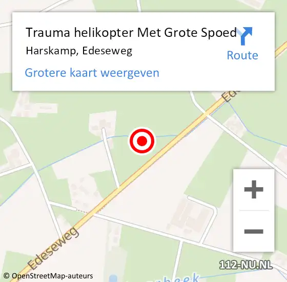 Locatie op kaart van de 112 melding: Trauma helikopter Met Grote Spoed Naar Harskamp, Edeseweg op 13 maart 2022 05:23