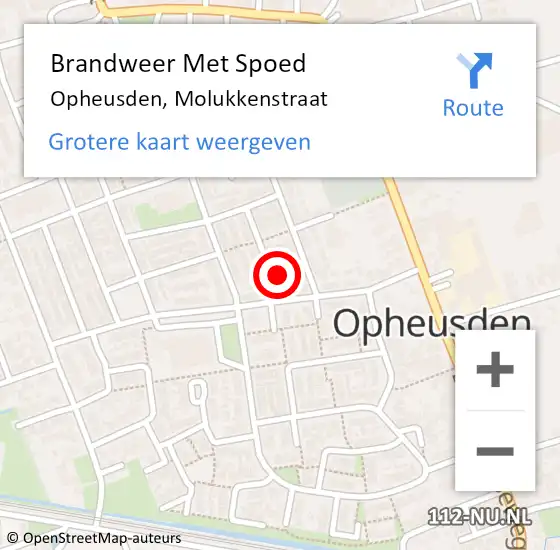 Locatie op kaart van de 112 melding: Brandweer Met Spoed Naar Opheusden, Molukkenstraat op 10 juli 2014 22:02