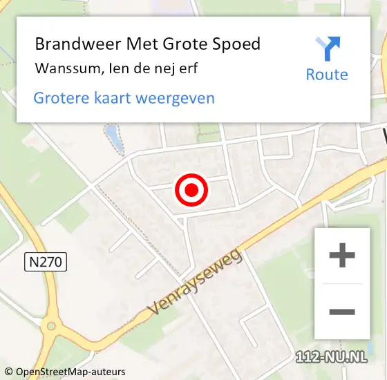 Locatie op kaart van de 112 melding: Brandweer Met Grote Spoed Naar Wanssum, Ien de nej erf op 13 maart 2022 06:00