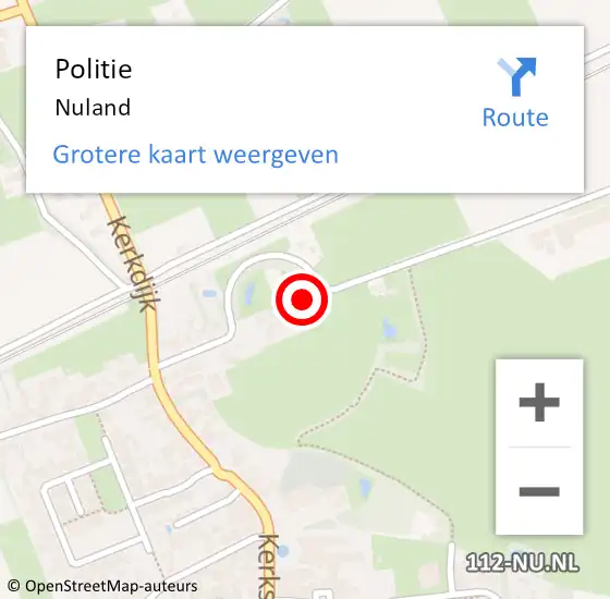 Locatie op kaart van de 112 melding: Politie Nuland op 10 juli 2014 22:07