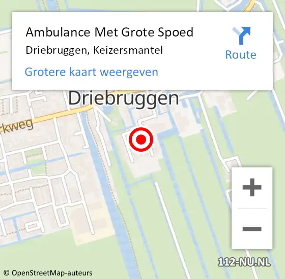 Locatie op kaart van de 112 melding: Ambulance Met Grote Spoed Naar Driebruggen, Keizersmantel op 13 maart 2022 06:58