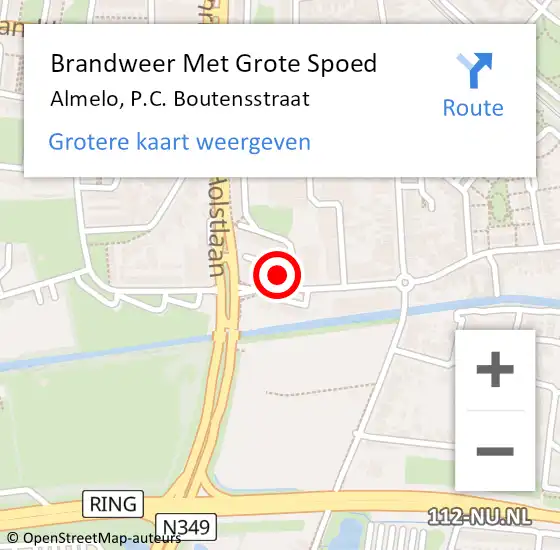 Locatie op kaart van de 112 melding: Brandweer Met Grote Spoed Naar Almelo, P.C. Boutensstraat op 13 maart 2022 07:28