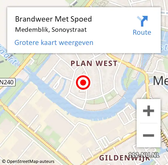 Locatie op kaart van de 112 melding: Brandweer Met Spoed Naar Medemblik, Sonoystraat op 13 maart 2022 07:28