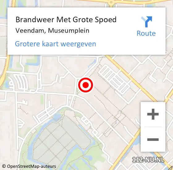 Locatie op kaart van de 112 melding: Brandweer Met Grote Spoed Naar Veendam, Museumplein op 13 maart 2022 07:31