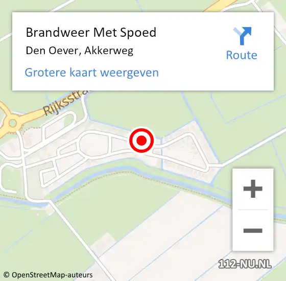 Locatie op kaart van de 112 melding: Brandweer Met Spoed Naar Den Oever, Akkerweg op 13 maart 2022 07:43