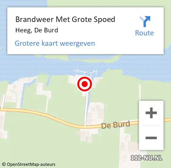 Locatie op kaart van de 112 melding: Brandweer Met Grote Spoed Naar Heeg, De Burd op 10 juli 2014 22:14