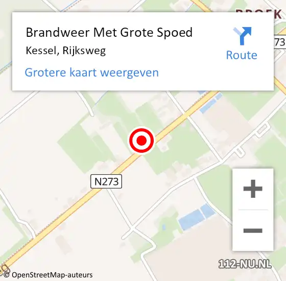 Locatie op kaart van de 112 melding: Brandweer Met Grote Spoed Naar Kessel, Rijksweg op 13 maart 2022 08:28