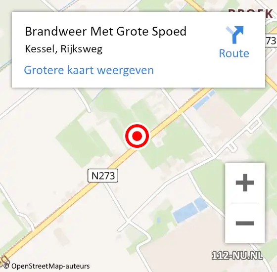 Locatie op kaart van de 112 melding: Brandweer Met Grote Spoed Naar Kessel, Rijksweg op 13 maart 2022 08:31