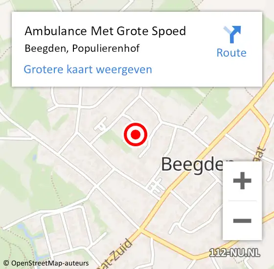 Locatie op kaart van de 112 melding: Ambulance Met Grote Spoed Naar Beegden, Populierenhof op 10 juli 2014 22:15