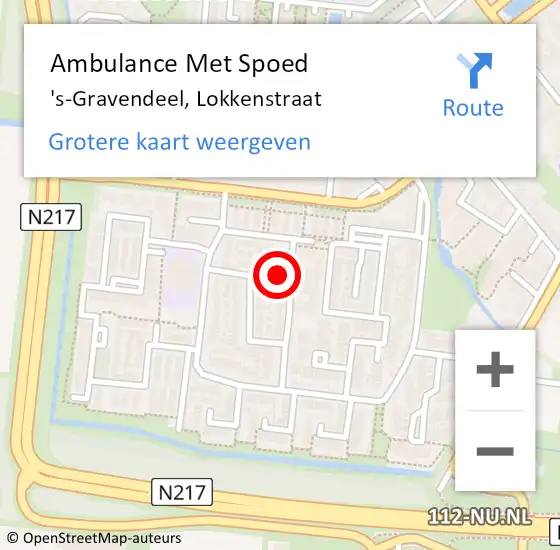 Locatie op kaart van de 112 melding: Ambulance Met Spoed Naar 's-Gravendeel, Lokkenstraat op 13 maart 2022 08:35