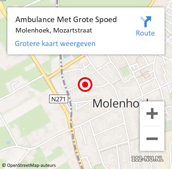Locatie op kaart van de 112 melding: Ambulance Met Grote Spoed Naar Molenhoek, Mozartstraat op 13 maart 2022 08:35