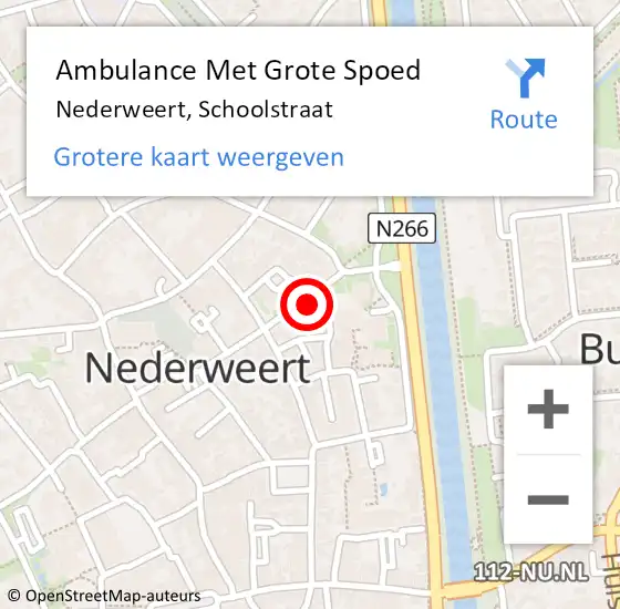 Locatie op kaart van de 112 melding: Ambulance Met Grote Spoed Naar Nederweert, Schoolstraat op 13 maart 2022 08:48