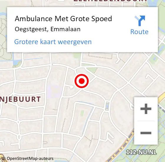 Locatie op kaart van de 112 melding: Ambulance Met Grote Spoed Naar Oegstgeest, Emmalaan op 13 maart 2022 08:56