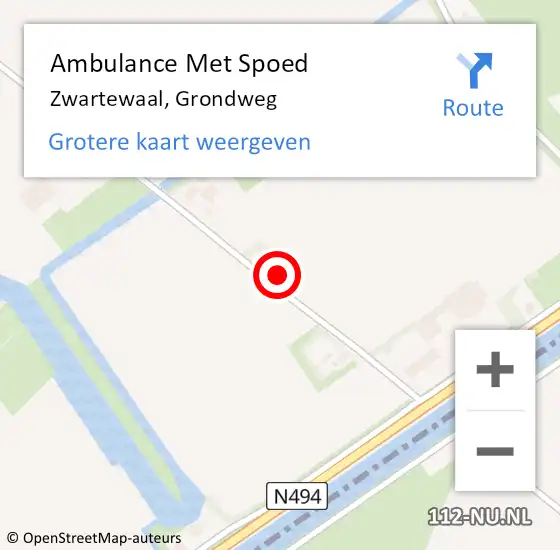 Locatie op kaart van de 112 melding: Ambulance Met Spoed Naar Zwartewaal, Grondweg op 13 maart 2022 09:14