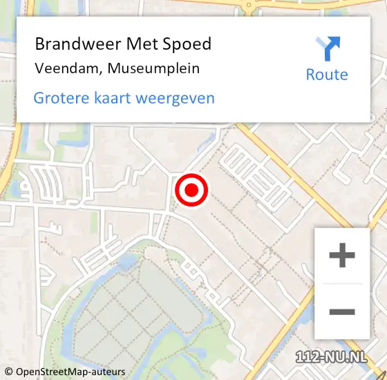 Locatie op kaart van de 112 melding: Brandweer Met Spoed Naar Veendam, Museumplein op 13 maart 2022 09:16