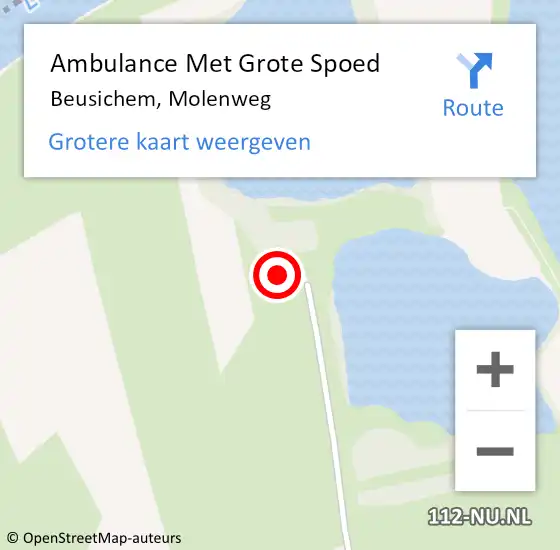 Locatie op kaart van de 112 melding: Ambulance Met Grote Spoed Naar Beusichem, Molenweg op 13 maart 2022 09:28