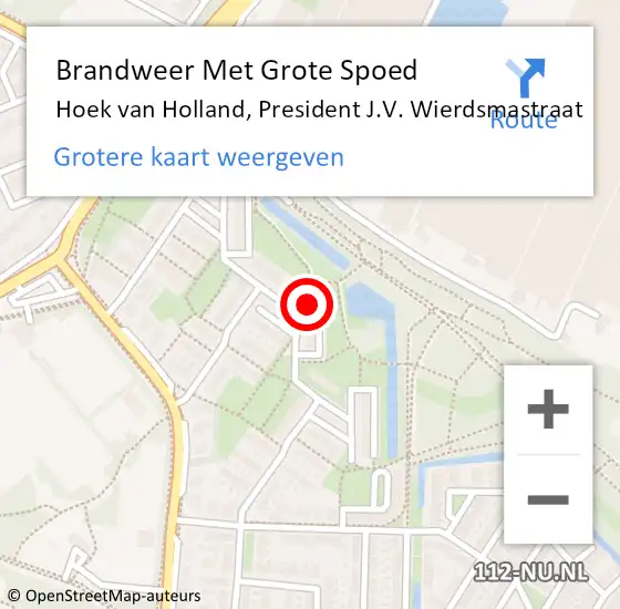 Locatie op kaart van de 112 melding: Brandweer Met Grote Spoed Naar Hoek van Holland, President J.V. Wierdsmastraat op 13 maart 2022 10:24