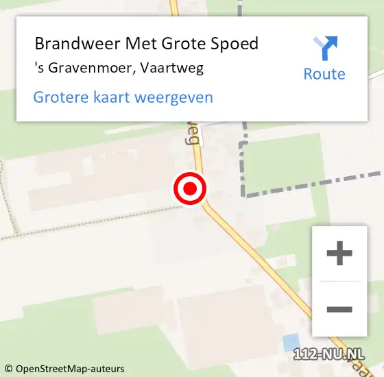 Locatie op kaart van de 112 melding: Brandweer Met Grote Spoed Naar 's Gravenmoer, Vaartweg op 10 juli 2014 22:26