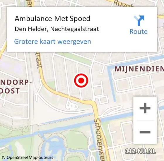 Locatie op kaart van de 112 melding: Ambulance Met Spoed Naar Den Helder, Nachtegaalstraat op 13 maart 2022 10:37