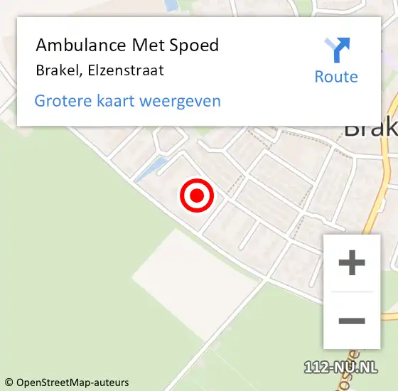Locatie op kaart van de 112 melding: Ambulance Met Spoed Naar Brakel, Elzenstraat op 13 maart 2022 10:46