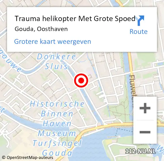 Locatie op kaart van de 112 melding: Trauma helikopter Met Grote Spoed Naar Gouda, Oosthaven op 13 maart 2022 10:56