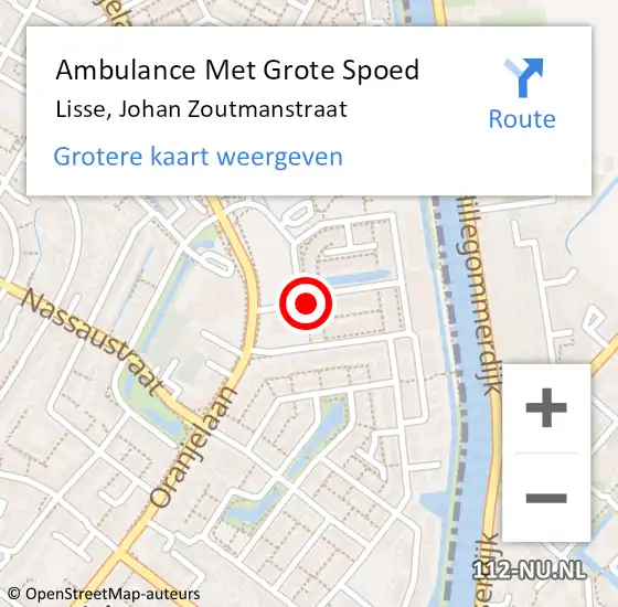 Locatie op kaart van de 112 melding: Ambulance Met Grote Spoed Naar Lisse, Johan Zoutmanstraat op 13 maart 2022 11:07