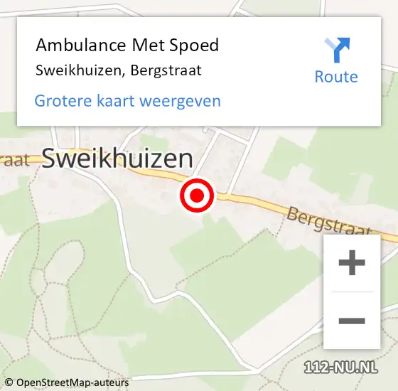 Locatie op kaart van de 112 melding: Ambulance Met Spoed Naar Sweikhuizen, Bergstraat op 13 maart 2022 11:10