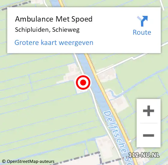 Locatie op kaart van de 112 melding: Ambulance Met Spoed Naar Schipluiden, Schieweg op 13 maart 2022 11:10