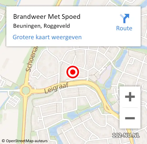 Locatie op kaart van de 112 melding: Brandweer Met Spoed Naar Beuningen, Roggeveld op 13 maart 2022 11:15